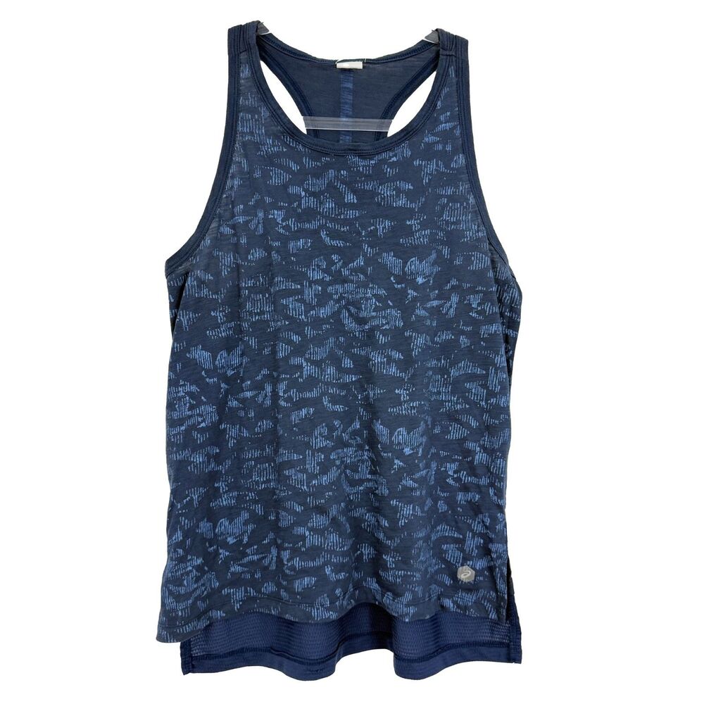 ASICS Printed Racerback Knit Tank M Round Neck Hi-Low Hem B85